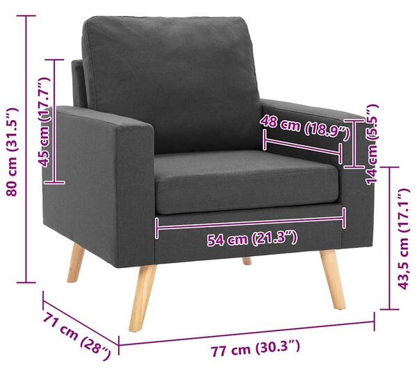 Křeslo tmavě šedé textil 288694