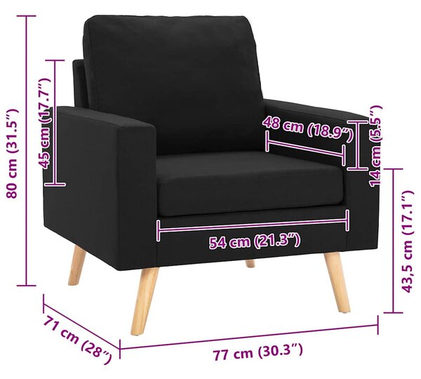 Křeslo černé textil 288702