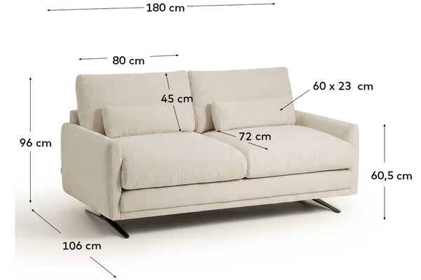 Kave Home Béžová dvoumístná pohovka Veliro 180 cm