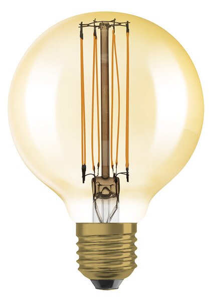LED žárovka OSRAM Globe 80 jantarová, patice E27, ekvivalent 60 W, teplá bílá 2200 K, stmívatelná