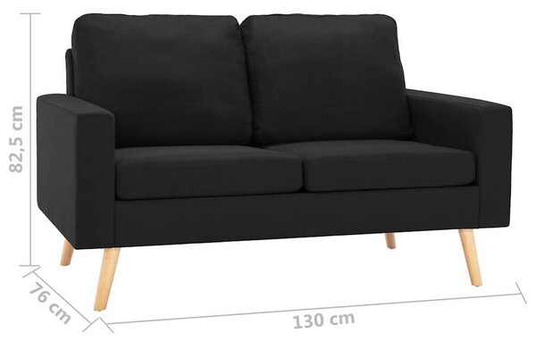 2místná pohovka černá textil 288712