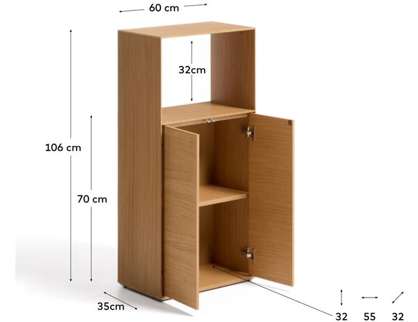 Kave Home Dubová knihovna Visala 106 x 60 cm