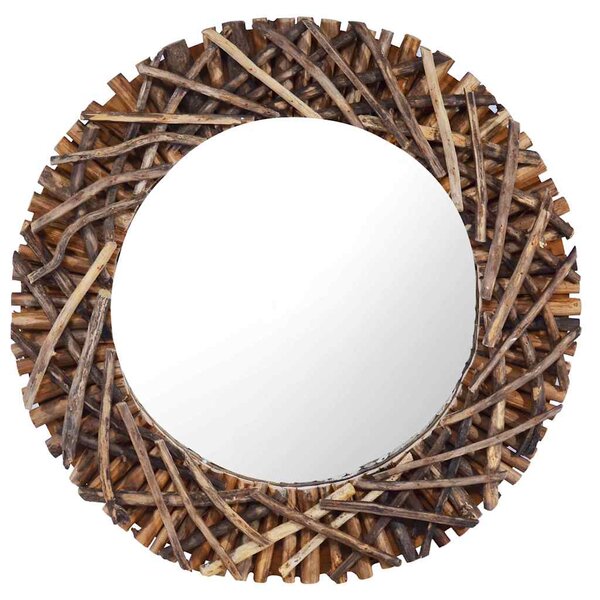 Nástěnné zrcadlo 60 cm teak kulaté 288802