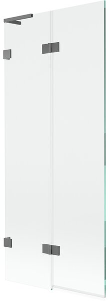Mexen Lunar L, 2-křídlová vanová zástěna levá 80 x 150 cm, čiré sklo, grafitová, 897L-080-100-95-00-L
