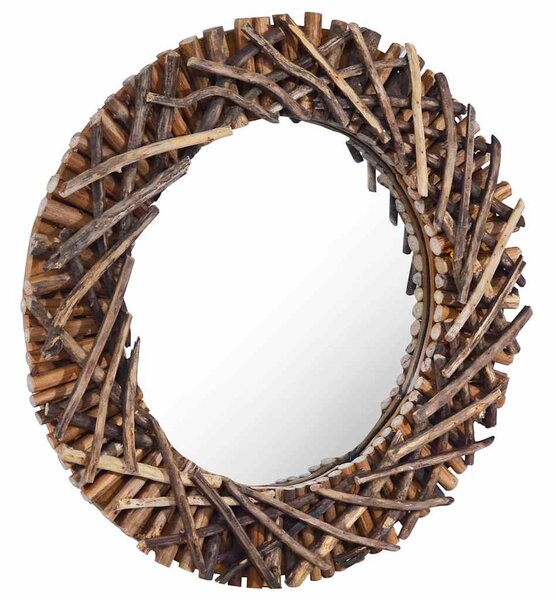 Nástěnné zrcadlo 60 cm teak kulaté 288802