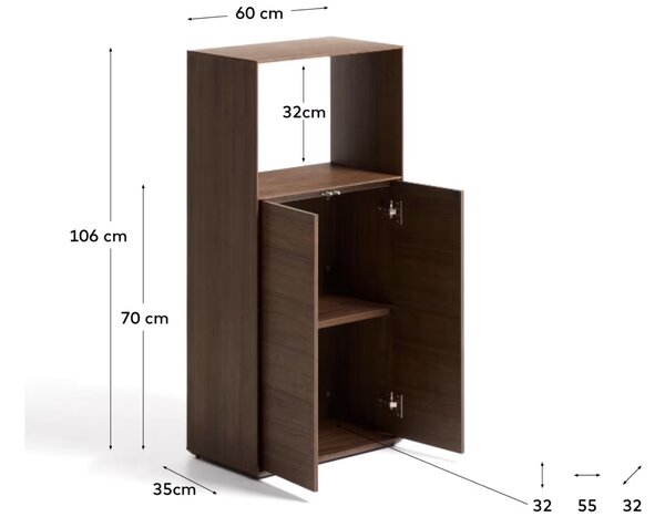 Kave Home Ořechová knihovna Visala 106 x 60 cm