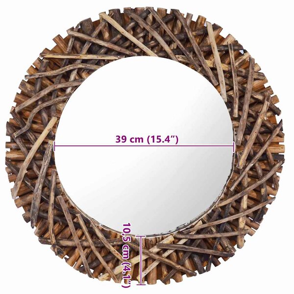 Nástěnné zrcadlo 60 cm teak kulaté 288802
