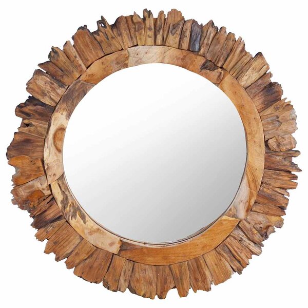 Nástěnné zrcadlo 60 cm teak kulaté 288804