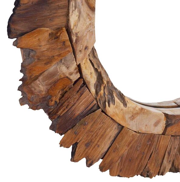Nástěnné zrcadlo 60 cm teak kulaté 288804