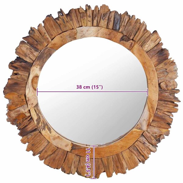 Nástěnné zrcadlo 60 cm teak kulaté 288804