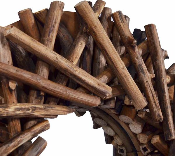 Nástěnné zrcadlo 60 cm teak kulaté 288802