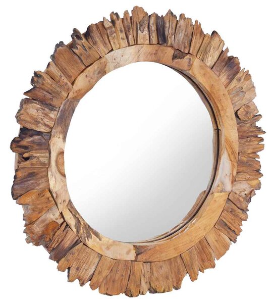 Nástěnné zrcadlo 60 cm teak kulaté 288804