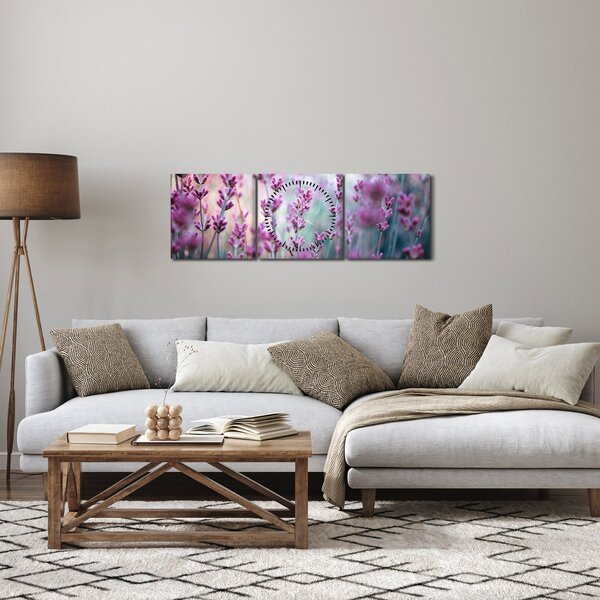Obraz - Levandule (s hodinami) (90x30 cm)