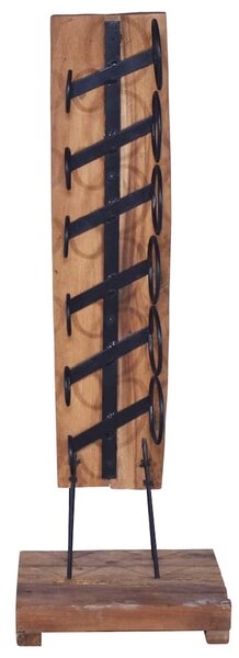 Stojan na víno na 6 lahví 35 x 35 x 100 cm masivní teakové dřevo 288809