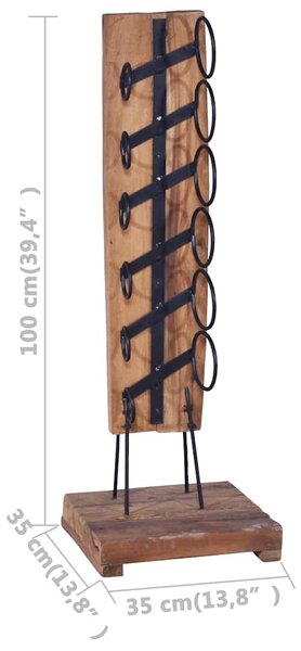 Stojan na víno na 6 lahví 35 x 35 x 100 cm masivní teakové dřevo 288809