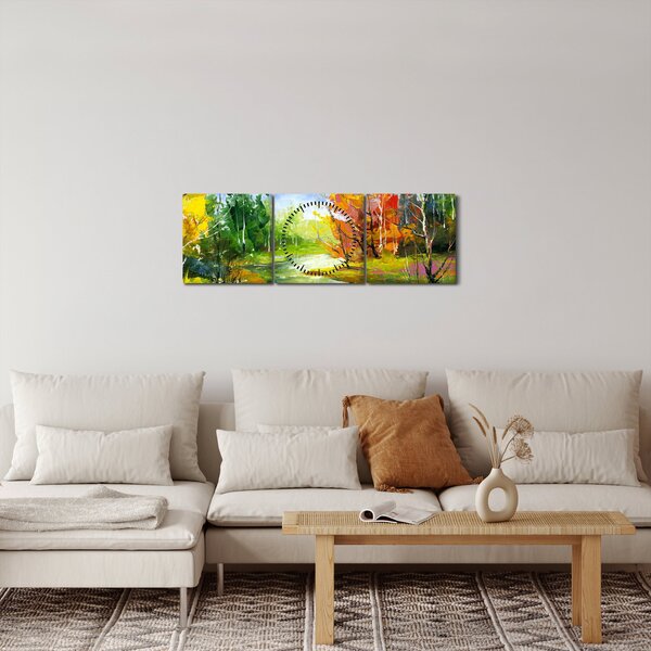 Obraz - Malba krajiny (s hodinami) (90x30 cm)