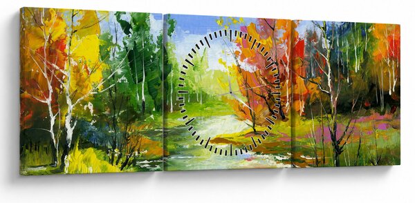 Obraz - Malba krajiny (s hodinami) (90x30 cm)
