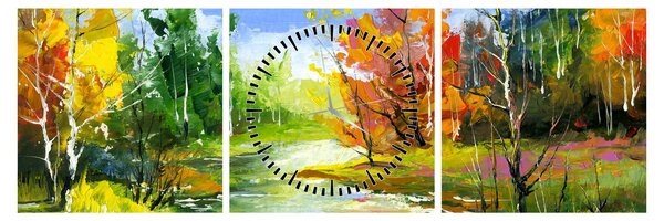 Obraz - Malba krajiny (s hodinami) (90x30 cm)
