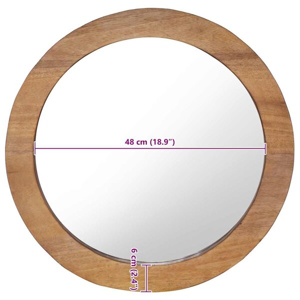 Nástěnné zrcadlo 60 cm teak kulaté 288806