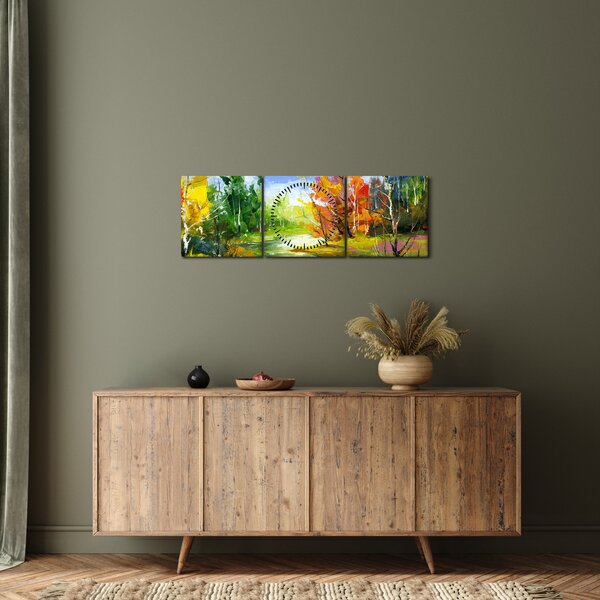 Obraz - Malba krajiny (s hodinami) (90x30 cm)