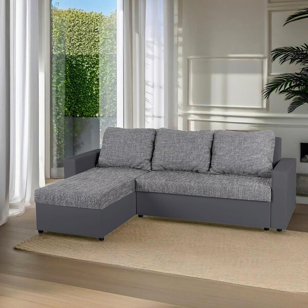 ROHOVÁ SEDAČKA, textil, kompozitní dřevo, šedá P & B - Sedací soupravy, Online Only