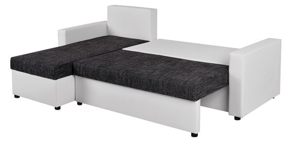 ROHOVÁ SEDAČKA, textil, kompozitní dřevo, černá, bílá P & B - Sedací soupravy, Online Only