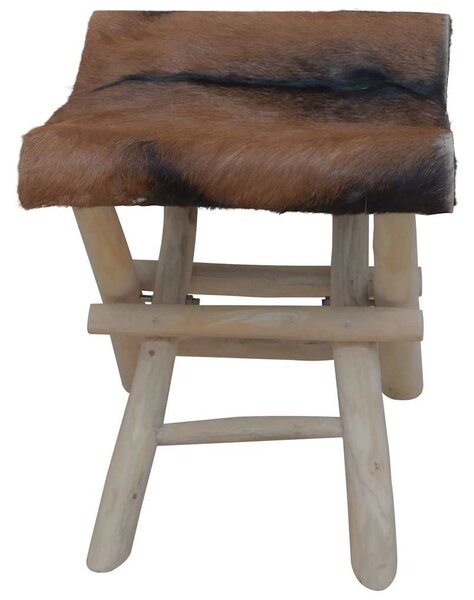 Skládací stolička kozí kůže a masivní teak 288815