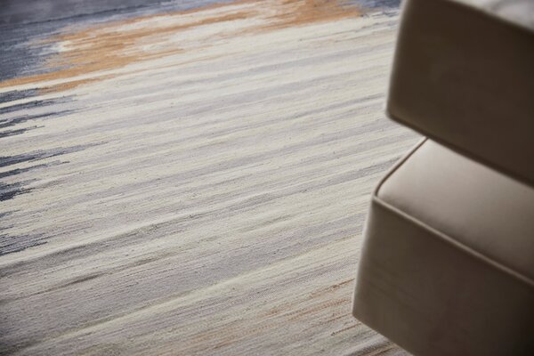 Diamond Carpets India, Ručně vázaný kusový koberec Ombre Paris DESP HL64 Ivory Charcoal, 80x150, vícebarevná, chodba / předsíň