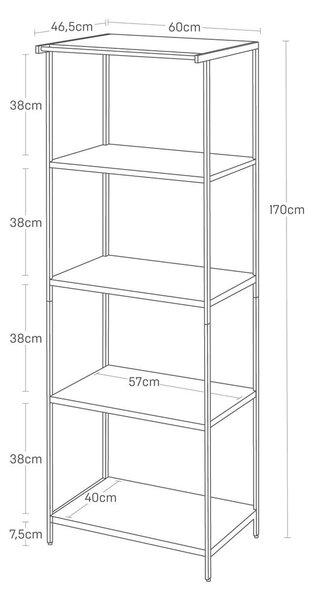 Matně bílý ocelový regál 60x170x46,5 cm Tower – YAMAZAKI