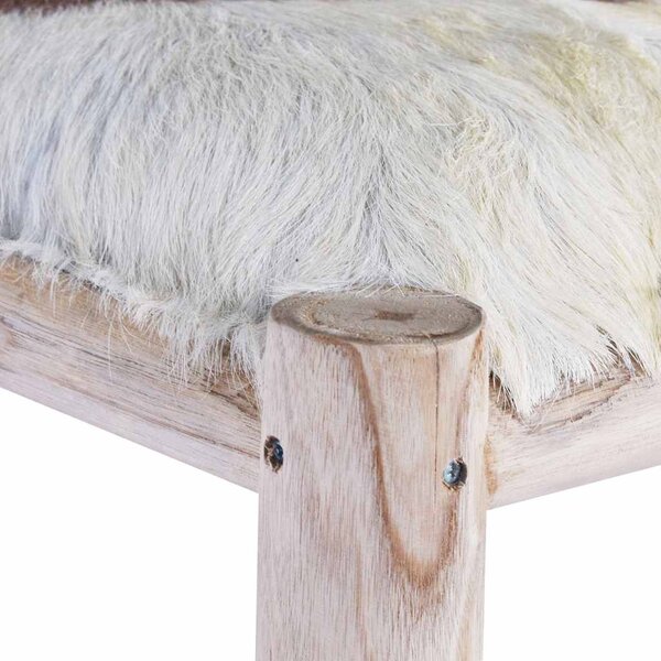 Barová stolička pravá koží kůže a masivní teak 288810