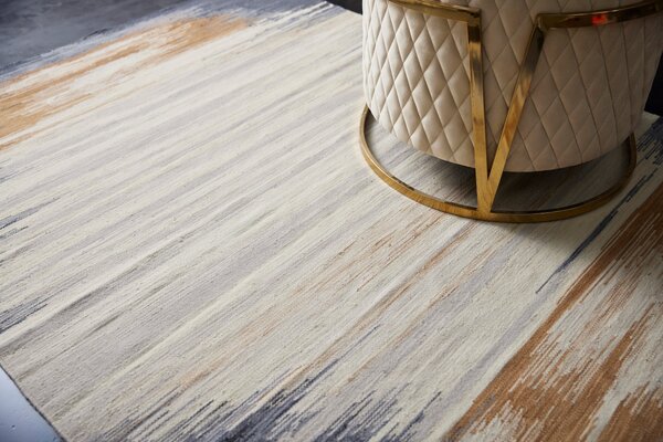 Diamond Carpets India, Ručně vázaný kusový koberec Ombre Paris DESP HL64 Ivory Charcoal, 80x150, vícebarevná, chodba / předsíň
