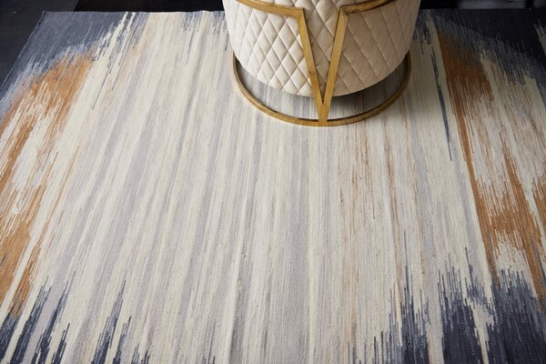 Diamond Carpets India, Ručně vázaný kusový koberec Ombre Paris DESP HL64 Ivory Charcoal, 80x150, vícebarevná, chodba / předsíň