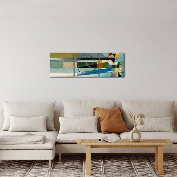 Obraz - Abstrakce (s hodinami) (90x30 cm)