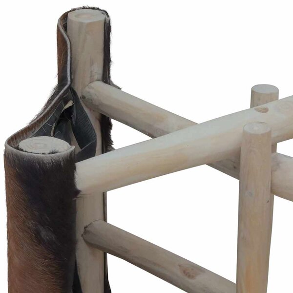 Skládací stolička kozí kůže a masivní teak 288815