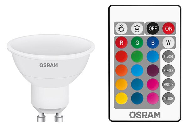 LED žárovka OSRAM RGBW PAR16 bílá, patice GU10, ekvivalent 25 W, teplá bílá 2700 K