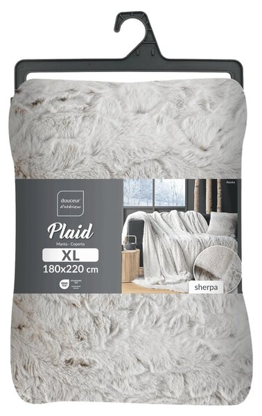 Šedobéžová deka z umělé kožešiny 180x220 cm Alaska – douceur d'intérieur