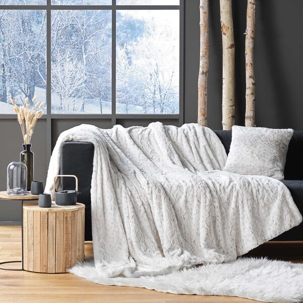Šedobéžová deka z umělé kožešiny 180x220 cm Alaska – douceur d'intérieur