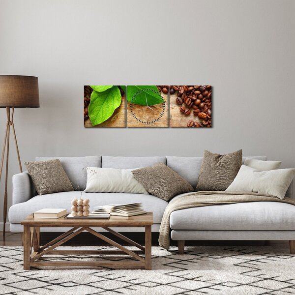 Obraz - Káva (s hodinami) (90x30 cm)