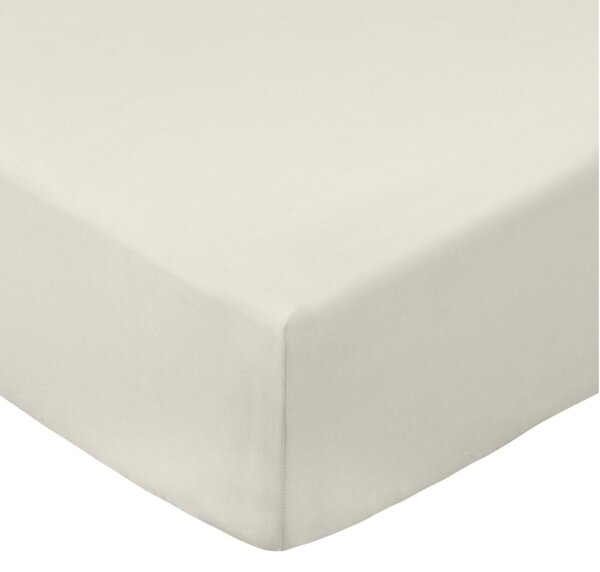 Béžové napínací prostěradlo z bavlněného perkálu 185x200 cm Cotton Percale – Bianca