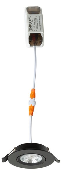 Zápustné LED svítidlo NEFRIT, černé, 6 W, teplá bílá 3000 K, stmívatelné