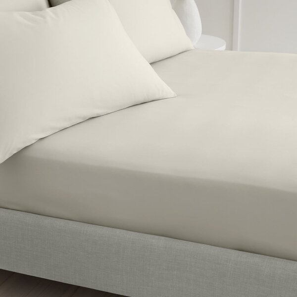 Béžové napínací prostěradlo z bavlněného perkálu 185x200 cm Cotton Percale – Bianca