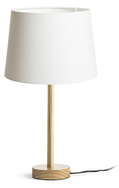 Stolní lampa MAUI/AMBITUS 30, stínidlo Polycotton bílé, podstavec dřevo, patice E27, 15 W