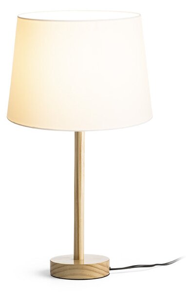Stolní lampa MAUI/AMBITUS 30, stínidlo Polycotton bílé, podstavec dřevo, patice E27, 15 W