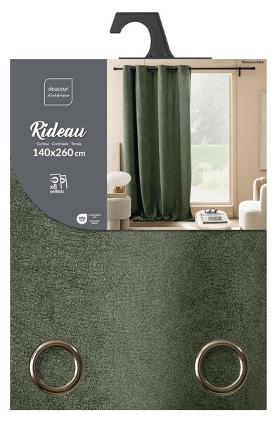 Zelený závěs z materiálu bouclé 140x260 cm Winona – douceur d'intérieur