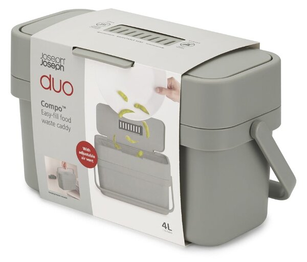 Šedá nádoba na kompostovatelný odpad 4 l Duo – Joseph Joseph