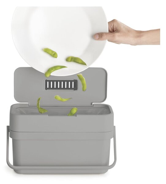 Šedá nádoba na kompostovatelný odpad 4 l Duo – Joseph Joseph