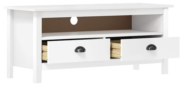 TV stolek Hill bílý 110 x 40 x 47 cm masivní borové dřevo 288924