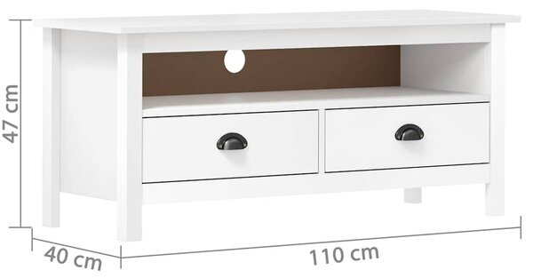 TV stolek Hill bílý 110 x 40 x 47 cm masivní borové dřevo 288924