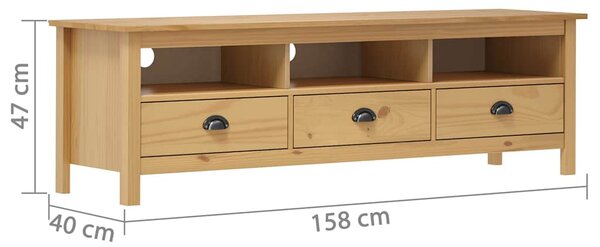TV stolek Hill medově hnědý 158x40x47 cm masivní borové dřevo 288927