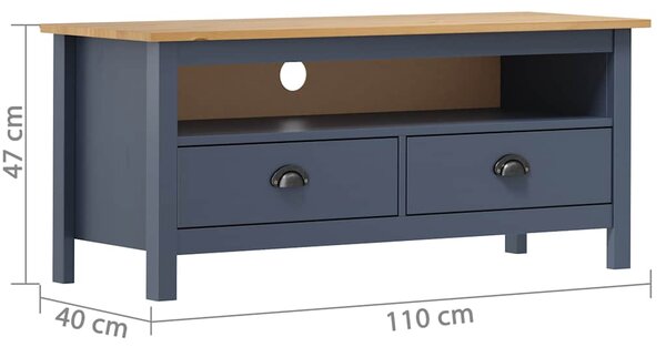 TV stolek Hill šedý 110 x 40 x 47 cm masivní borové dřevo 288925